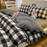 Cifeeo-Grid Series Bedding Comforter Cover Set with Pillowcase bed sheet Single Full Bed Linen Orange Duvet Cover Queen/King Double