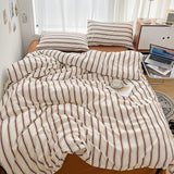 Cifeeo-Green Stripe Series Printed Soft Bedding Set Duvet Cover Bedclothes Bedspread Pillowcases Flat Sheets Comforter Sets for Girls