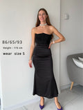 Cifeeo-Maxi Strapless Formal Occasion Dresses Elegant Bodycon Corset  Party Dresses Sexy Velvet and Satin Patchwork Dress