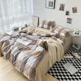 Cifeeo-Striped Plaid Series Bedding Comforter sets Duvet Cover bedsheets set with Pillowcase Bedding Linens Set for Queen/King Bed
