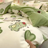 Cifeeo-2025 Spring Bedding Set Cute Bear Bedding Set No Filler Full Queen Size Duvet Cover Flat Sheet Pillowcase Kids Adults Fashion Soft Comforter Cover