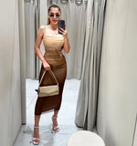 Cifeeo-Summer Mesh Wedding Guest Dresses Women 2025 Spaghetti Strap Bodycon Party Dresses Elegant Midi Tie Dye Dress