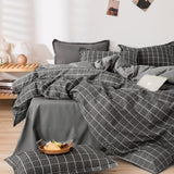 Cifeeo-2025 Spring Bedding Set Fashion Plaid Bedding Set Green Brown Duvet Cover 220x240 No Filler Pillowcase Bed Sheet Single Queen Soft Bed Linens