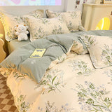 Cifeeo-2025 Spring Bedding Set Cute Dog Bedding Set No Filler Girls Boys Single Queen Size Duvet Cover Flat Sheet Pillowcase Floral Cartoon Home Bed Linens