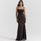 Cifeeo-Summer Long Lace Maxi Formal Occasion Dress Black Lace Up Elegant Event Dresses 2 Pieces Set Women's Clothing