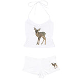 Cifeeo-Vintage Cute deer pattern print streetwear casual hip-hop punk rock women's sleeveless camisole summer Y2K vintage eom girls slim shorts