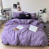 Cifeeo-2025 Spring Bedding Set Ins Style Big Eyes Duvet Cover No Filling Double Mix Color Flat Sheet Pillowcases Washed Cotton Embroidery Queen Bedding Set