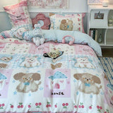 Cifeeo-2025 Spring Bedding Set Spring Bedding Set Fashion Cartoon Kids Single Double Queen Size Flat Sheet Duvet Cover Pillowcase Bed Linens Home Textile