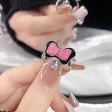 Cifeeo-Vintage Jewelry Y2K Style Y2K Enamel Drop Oil Love Heart Colorful Rings For Women Girls Korean Fashion Cute Aesthetic Pink Ring Jewelry Accessories