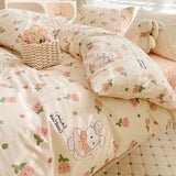 Cifeeo-2025 Spring Bedding Set Cute Cartoon Bedding Set Ins Style Duvet Cover Without Comforter Pillowcases Flat Sheet New Arrival Soft Bed Linens