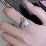 Cifeeo-Vintage Jewelry Y2K Style Punk Silver Color Copper Stars Open Rings for Men Fashion Jewelry Gift Hip Hop Vintage Ring