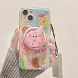 Cifeeo-gifts Kawaii Pink Donut Graffiti Magnetic Stand Phone Case