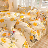 Cifeeo-2025 Spring Bedding Set Cute Carrot Duvet Cover Set with Zipper Kids Kawaii Flat Sheet Pillowcases No Filler Twin Queen Size Girls Boys Gift Bedding Set