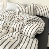 Cifeeo-Ins Yellow Stripe Bedding Duvet Cover Set with Pillowcase bed sheet Single Full Size Bed Linen Duvet Cover Set Queen/King Double
