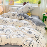 Cifeeo-2025 Spring Bedding Set Lucky Dog Bedding Set Cute Cartoon No Filler Twin Full Size Duvet Cover Flat Sheet Pillowcase Fashion Girls Boys New Bed Linen