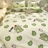 Cifeeo-2025 Spring Bedding Set Kids Duvet Cover Set Cute Cartoon No Filler Single Queen Size Girls Boys Flat Sheet Pillowcase Spring Summer Soft Bed Linens