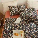 Cifeeo-2025 Spring Bedding Set Romantic Bedding Set Floral Ins Style Duvet Cover Flat Sheet with Pillowcases Single Queen Full Size Boys Girls Korean Bed Linen