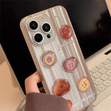 Cifeeo-gifts Cute 3D Button Stripes Glitter Phone Case