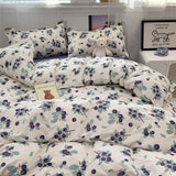 Cifeeo-2025 Spring Bedding Set Korean Style Duvet Cover Set No Filler Fashion Floral Ins Twin Double Queen Size Boys Girls Flat Sheet Pillowcases Bedding Linen