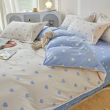 Cifeeo-2025 Spring Bedding Set Pink Blue Duvet Cover Set with Flat Sheet Pillowcases No Filler Checkerboard Flower Ins Single Full Queen Size Girls Bedding Kit