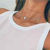 CIFEEO-Short Necklace Foreign Trade European And American Necklace Women's Glass Inlay Double Neck Chain AliExpress Jewelry