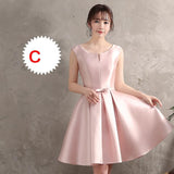 Cifeeo-2024 New Pink Bridesmaids Dress Sisters Dress Toasting Dress Banquet Dress Satin Shoulder Slimming Cute Knee Length Pink Satin Short Prom Homecoming Dress