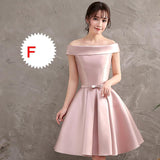 Cifeeo-2024 New Pink Bridesmaids Dress Sisters Dress Toasting Dress Banquet Dress Satin Shoulder Slimming Cute Knee Length Pink Satin Short Prom Homecoming Dress