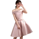 Cifeeo-2024 New Pink Bridesmaids Dress Sisters Dress Toasting Dress Banquet Dress Satin Shoulder Slimming Cute Knee Length Pink Satin Short Prom Homecoming Dress