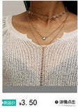 CIFEEO-Short Necklace Foreign Trade European And American Necklace Women's Glass Inlay Double Neck Chain AliExpress Jewelry