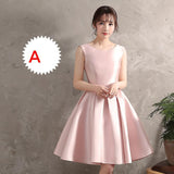 Cifeeo-2024 New Pink Bridesmaids Dress Sisters Dress Toasting Dress Banquet Dress Satin Shoulder Slimming Cute Knee Length Pink Satin Short Prom Homecoming Dress