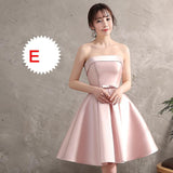 Cifeeo-2024 New Pink Bridesmaids Dress Sisters Dress Toasting Dress Banquet Dress Satin Shoulder Slimming Cute Knee Length Pink Satin Short Prom Homecoming Dress