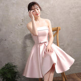 Cifeeo-2024 New Pink Bridesmaids Dress Sisters Dress Toasting Dress Banquet Dress Satin Shoulder Slimming Cute Knee Length Pink Satin Short Prom Homecoming Dress