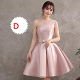 Cifeeo-2024 New Pink Bridesmaids Dress Sisters Dress Toasting Dress Banquet Dress Satin Shoulder Slimming Cute Knee Length Pink Satin Short Prom Homecoming Dress