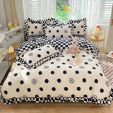 Cifeeo-spring comforter sets Polka Dot Kawaii Checkered Ruffle Bedding Set