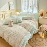 Cifeeo-spring comforter sets Kawaii Grandma Blue Plaid Bedding Duvet Cover Set