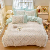 Cifeeo-spring comforter sets Kawaii Grandma Blue Plaid Bedding Duvet Cover Set