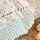 Cifeeo-spring comforter sets Kawaii Grandma Blue Plaid Bedding Duvet Cover Set