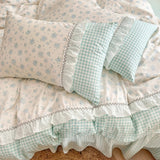 Cifeeo-spring comforter sets Kawaii Grandma Blue Plaid Bedding Duvet Cover Set