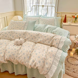 Cifeeo-spring comforter sets Kawaii Grandma Blue Plaid Bedding Duvet Cover Set