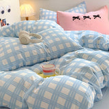 Cifeeo-spring comforter sets Kawaii Plaid Print Bedding Set