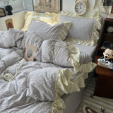 Cifeeo-spring comforter sets Kawaii Princess Seersucker Ruffled Bedding Set