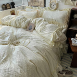 Cifeeo-spring comforter sets Kawaii Princess Seersucker Ruffled Bedding Set