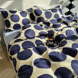 Cifeeo-spring comforter sets Blue Large Polka Dot Bedding Set