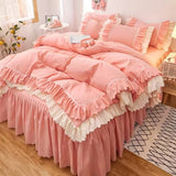 Cifeeo-spring comforter sets Lush Ruffled Coquette Aesthetic Bedding Set