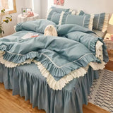Cifeeo-spring comforter sets Lush Ruffled Coquette Aesthetic Bedding Set