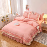 Cifeeo-spring comforter sets Lush Ruffled Coquette Aesthetic Bedding Set