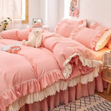 Cifeeo-spring comforter sets Lush Ruffled Coquette Aesthetic Bedding Set