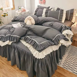 Cifeeo-spring comforter sets Lush Ruffled Coquette Aesthetic Bedding Set