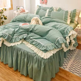 Cifeeo-spring comforter sets Lush Ruffled Coquette Aesthetic Bedding Set