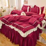 Cifeeo-spring comforter sets Lush Ruffled Coquette Aesthetic Bedding Set